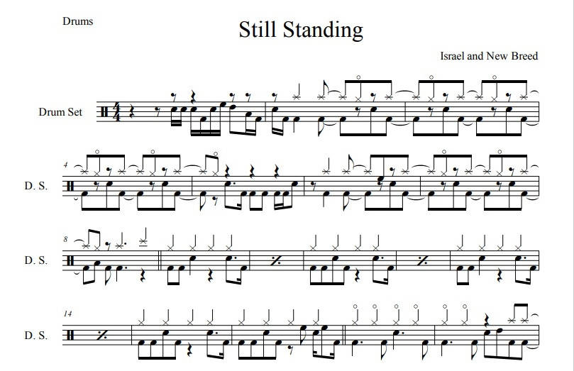 Still Standing - Israel Houghton & New Breed - Full Drum Transcription / Drum Sheet Music - Drumsheets4U