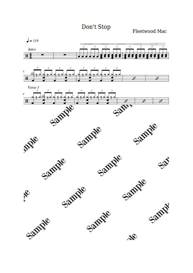 Don't Stop - Fleetwood Mac - Full Drum Transcription / Drum Sheet Music - KiwiDrums