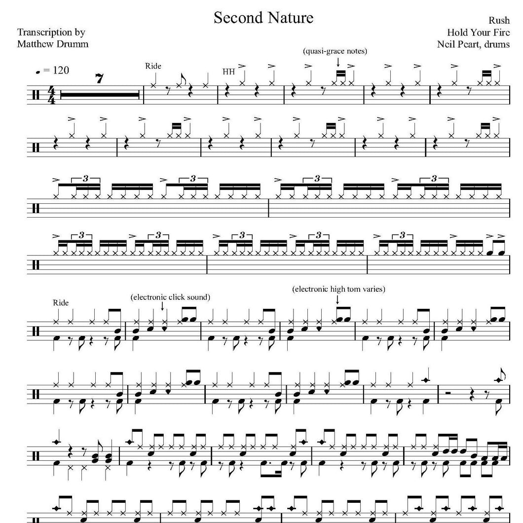 Second Nature - Rush - Collection of Drum Transcriptions / Drum Sheet Music - Drumm Transcriptions