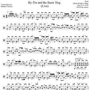 By Tor and the Snow Dog (Live in Toronto 1976 on 2112 Tour from All the World's a Stage) - Rush - Full Drum Transcription / Drum Sheet Music - Drumm Transcriptions