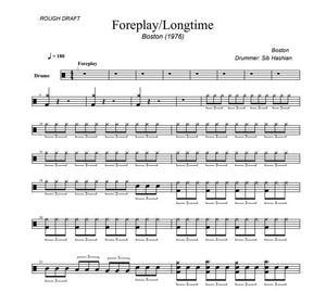 Foreplay/Long Time - Boston - Rough Draft Drum Transcription / Drum Sheet Music - DrumSetSheetMusic.com