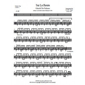 Sur La Route - Gerald De Palmas - Full Drum Transcription / Drum Sheet Music - DrumScoreWorld.com
