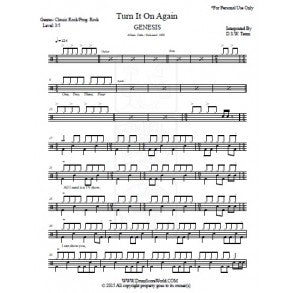 Turn it on again - Genesis - Full Drum Transcription / Drum Sheet Music - DrumScoreWorld.com