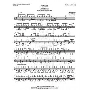 Awake - Godsmack - Full Drum Transcription / Drum Sheet Music - DrumScoreWorld.com