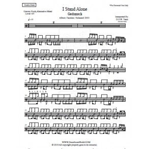 I Stand Alone - Godsmack - Full Drum Transcription / Drum Sheet Music - DrumScoreWorld.com