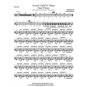 Sweet Child o' Mine - Guns N' Roses - Full Drum Transcription / Drum Sheet Music - DrumScoreWorld.com