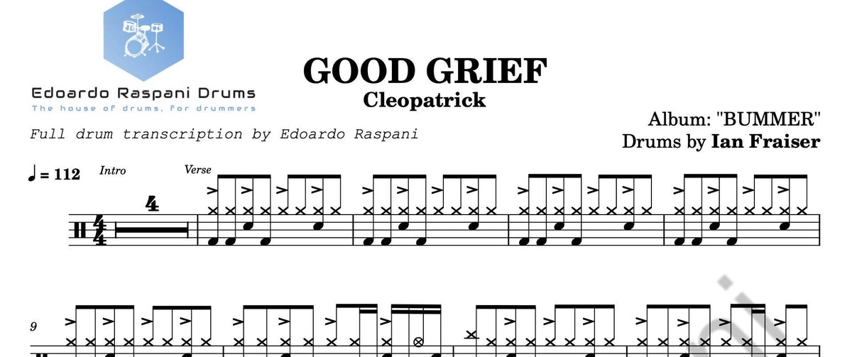 Good Grief Cleopatrick Drum Sheet Music Edoardo Raspani