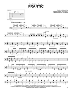Frantic - Metallica - Full Drum Transcription / Drum Sheet Music - SheetMusicDirect DT174849