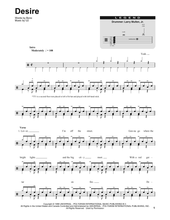Desire - U2 (The Band) - Full Drum Transcription / Drum Sheet Music - SheetMusicDirect DT