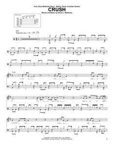 Crush - Dave Matthews Band - Full Drum Transcription / Drum Sheet Music - SheetMusicDirect DT