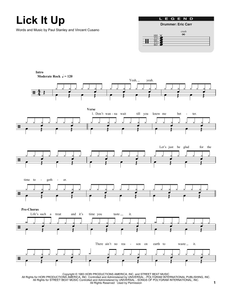 Lick It Up - Kiss - Full Drum Transcription / Drum Sheet Music - SheetMusicDirect DT