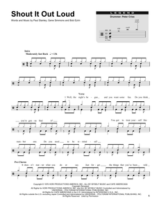 Shout It Out Loud - Kiss - Full Drum Transcription / Drum Sheet Music - SheetMusicDirect DT