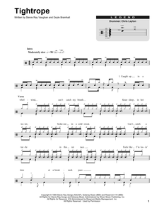 Tightrope - Stevie Ray Vaughan & Double Trouble - Full Drum Transcription / Drum Sheet Music - SheetMusicDirect DT