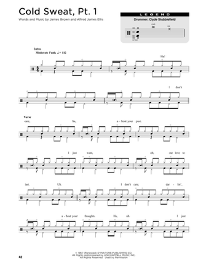Cold Sweat, Pt. 1 - James Brown - Full Drum Transcription / Drum Sheet Music - SheetMusicDirect DT176328