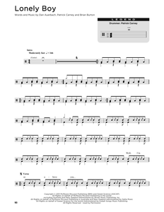 Lonely Boy - The Black Keys - Full Drum Transcription / Drum Sheet Music - SheetMusicDirect D