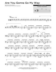 Are You Gonna Go My Way - Lenny Kravitz - Full Drum Transcription / Drum Sheet Music - SheetMusicDirect DT176318