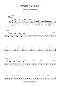 Straight No Chaser - Thelonious Monk - Full Drum Transcription / Drum Sheet Music - SheetMusicDirect D