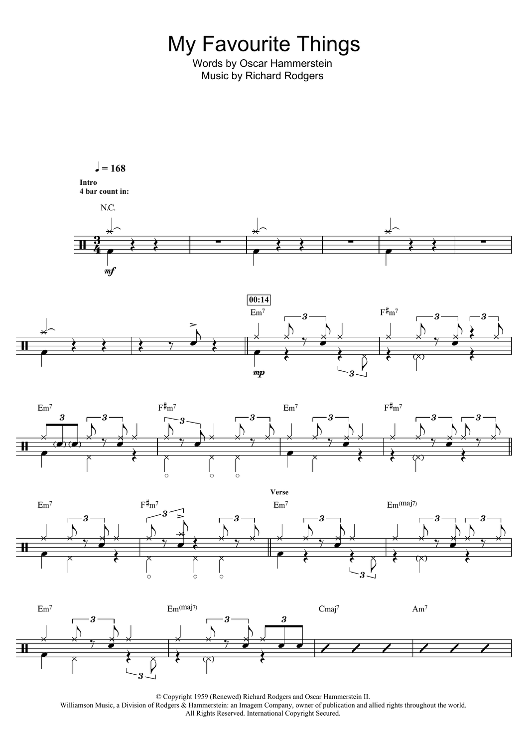 My Favorite Things (from The Sound Of Music) - John Coltrane - Full Drum Transcription / Drum Sheet Music - SheetMusicDirect D