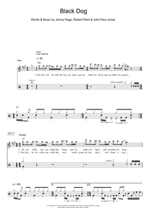 Black Dog - Led Zeppelin - Full Drum Transcription / Drum Sheet Music - SheetMusicDirect D