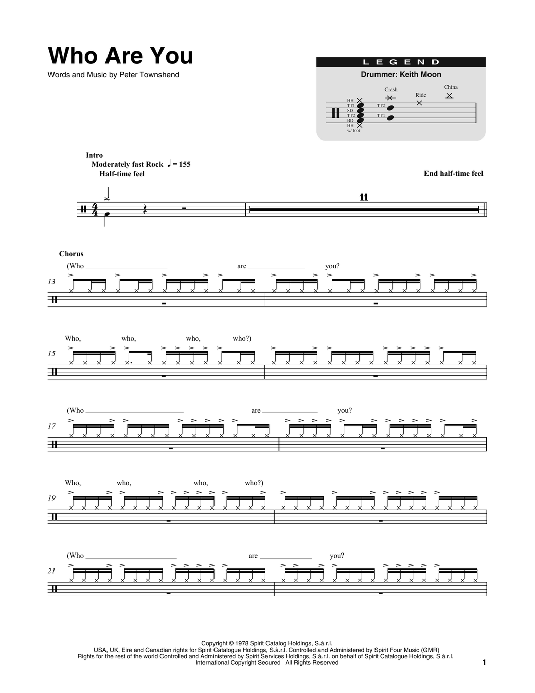 Who Are You - The Who - Full Drum Transcription / Drum Sheet Music - SheetMusicDirect DT