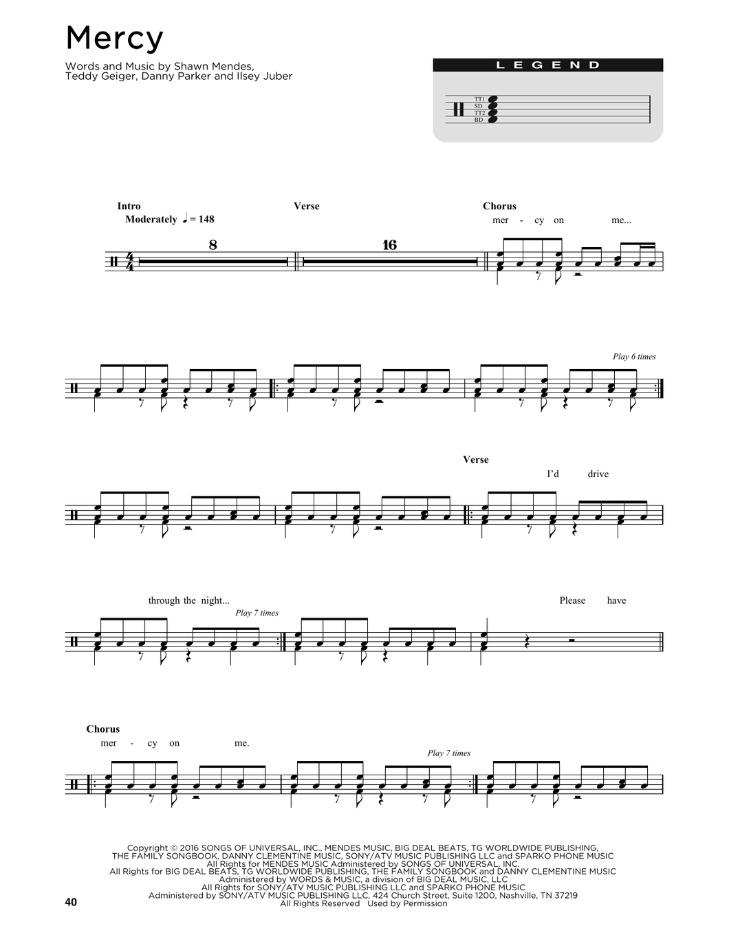Mercy - Shawn Mendes - Full Drum Transcription / Drum Sheet Music - SheetMusicDirect DT