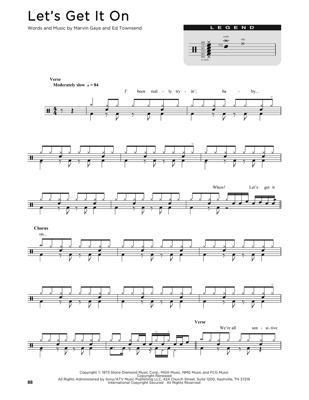 Let's Get It On - Marvin Gaye - Full Drum Transcription / Drum Sheet Music - SheetMusicDirect D