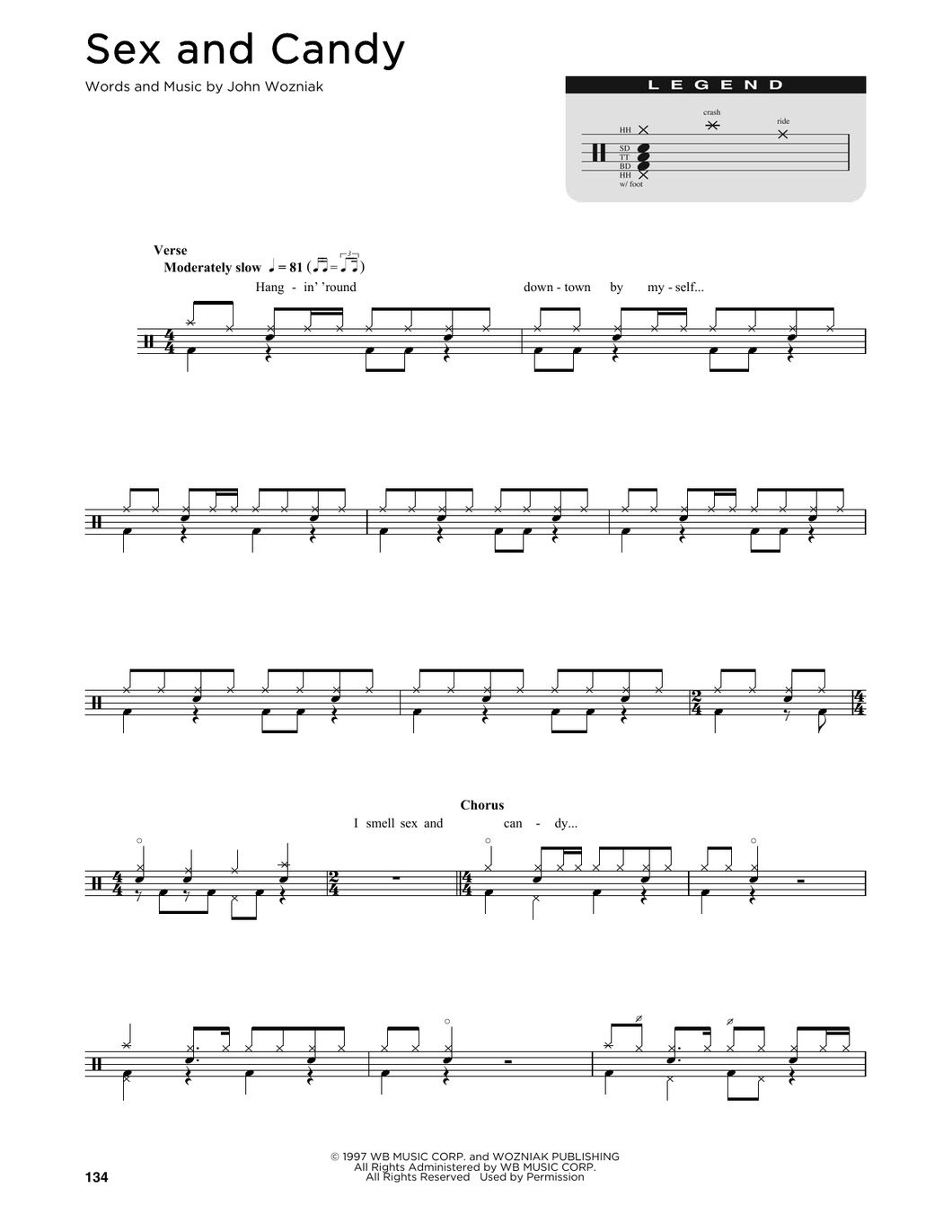 Sex and Candy - Marcy Playground - Full Drum Transcription / Drum Sheet Music - SheetMusicDirect D