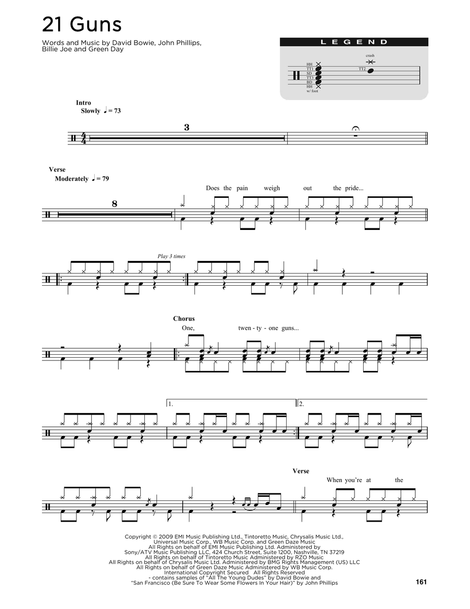 21 Guns - Green Day - Drum Sheet Music - SheetMusicDirect D ...