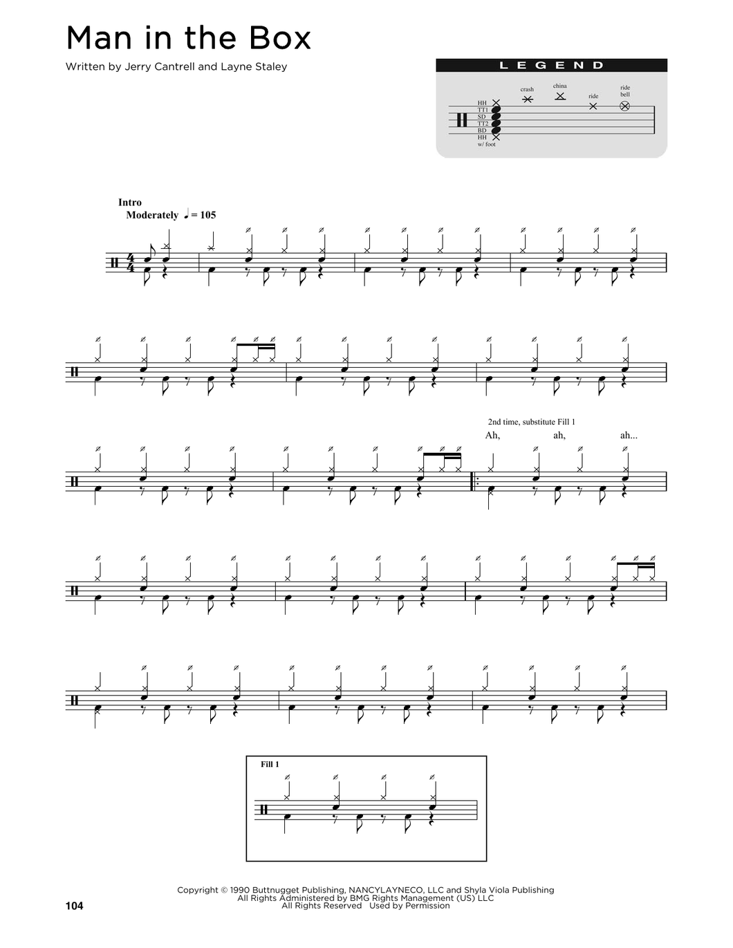Man in the Box - Alice in Chains - Full Drum Transcription / Drum Sheet Music - SheetMusicDirect D