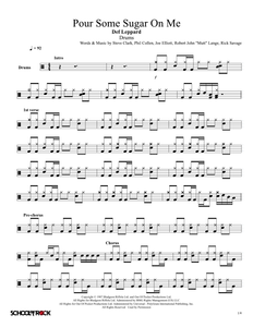 Pour Some Sugar on Me - Def Leppard - Full Drum Transcription / Drum Sheet Music - SheetMusicDirect DT377711