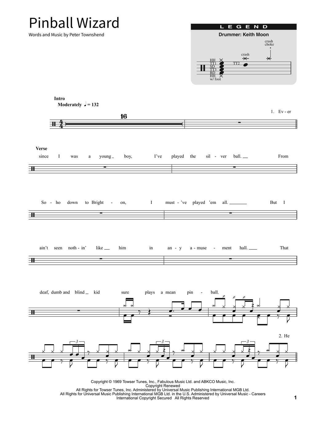Pinball Wizard - The Who - Full Drum Transcription / Drum Sheet Music - SheetMusicDirect SORD