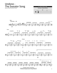 Undone (The Sweater Song) - Weezer - Full Drum Transcription / Drum Sheet Music - SheetMusicDirect SORD