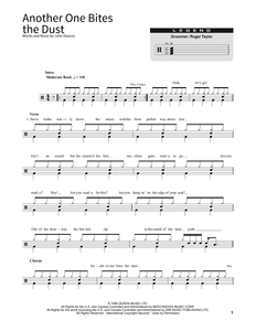 Another One Bites the Dust - Queen - Full Drum Transcription / Drum Sheet Music - SheetMusicDirect SORD