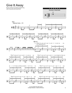 Give It Away - Red Hot Chili Peppers - Full Drum Transcription / Drum Sheet Music - SheetMusicDirect SORD
