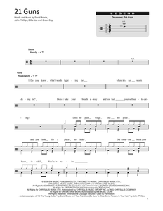21 Guns - Green Day - Full Drum Transcription / Drum Sheet Music - SheetMusicDirect SORD