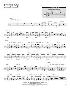 Foxey Lady - Jimi Hendrix - Full Drum Transcription / Drum Sheet Music - SheetMusicDirect SORD
