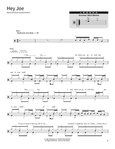 Hey Joe - The Jimi Hendrix Experience - Full Drum Transcription / Drum Sheet Music - SheetMusicDirect SORD