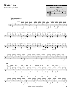 Rosanna - Toto - Full Drum Transcription / Drum Sheet Music - SheetMusicDirect SORD