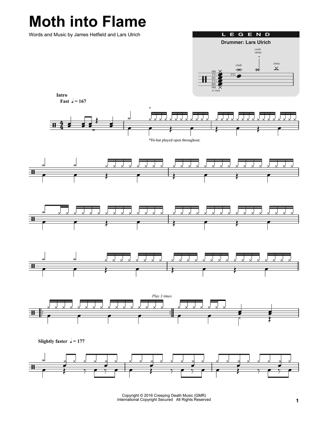 Moth Into Flame - Metallica - Full Drum Transcription / Drum Sheet Music - SheetMusicDirect DT