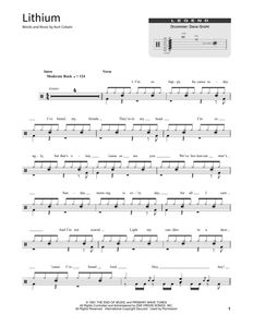 Lithium - Nirvana - Full Drum Transcription / Drum Sheet Music - SheetMusicDirect SORD