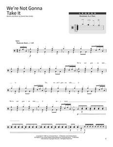 We're Not Gonna Take It - Twisted Sister - Full Drum Transcription / Drum Sheet Music - SheetMusicDirect SORD