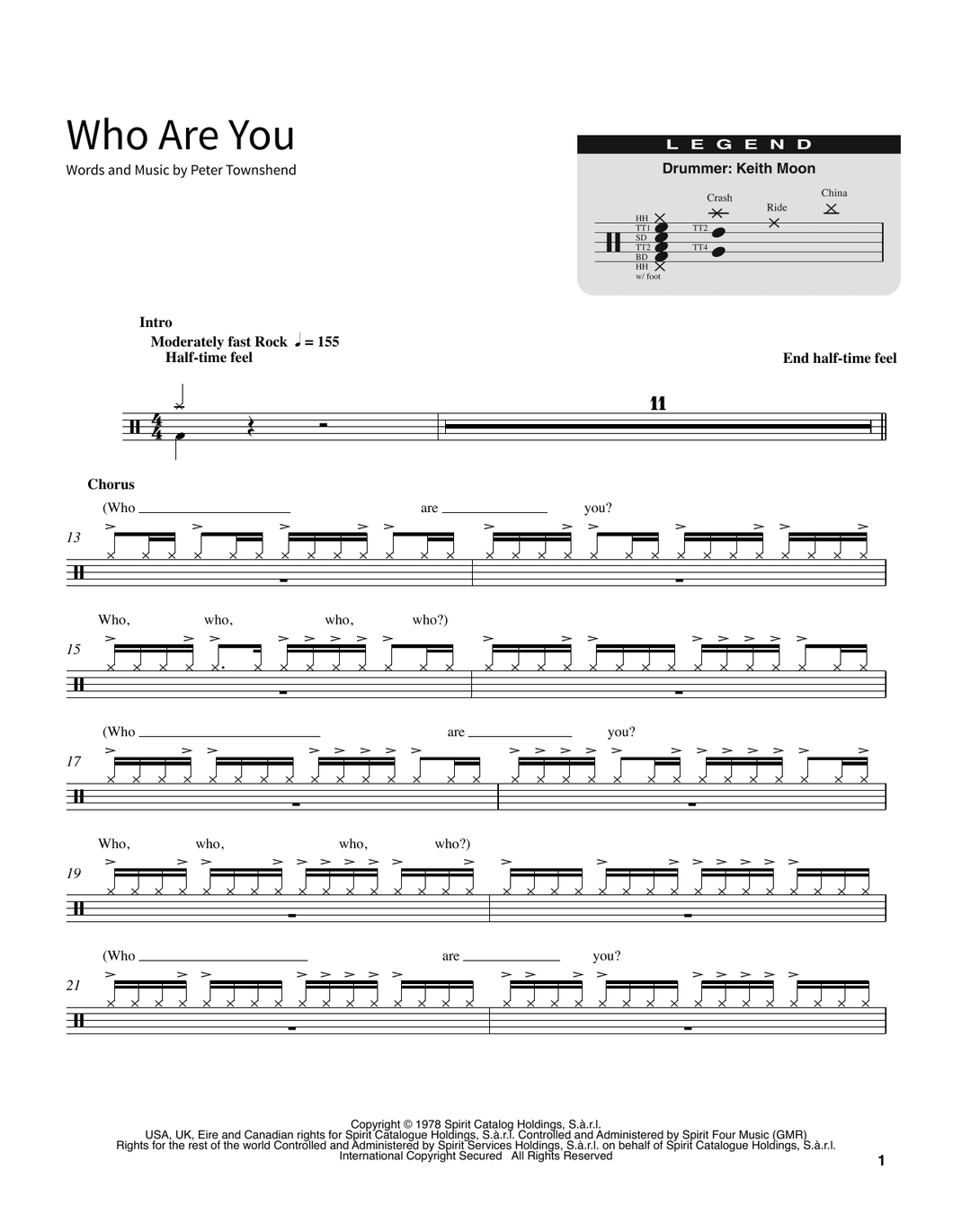 Who Are You - The Who - Full Drum Transcription / Drum Sheet Music - SheetMusicDirect SORD