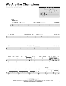 We Are the Champions - Queen - Full Drum Transcription / Drum Sheet Music - SheetMusicDirect DT