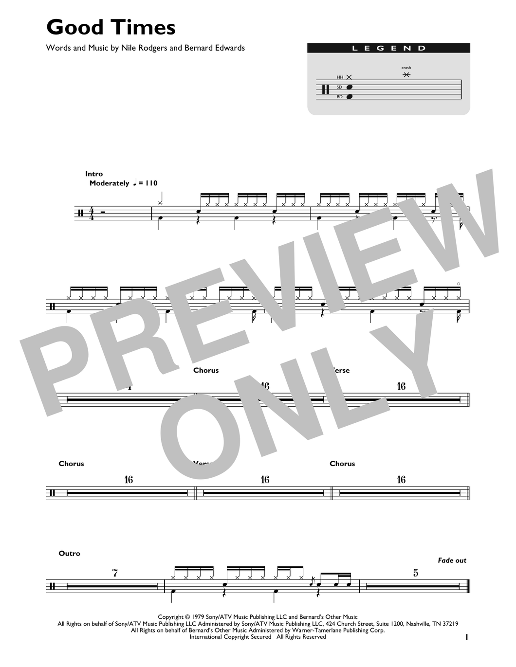 Good Times - Chic - Full Drum Transcription / Drum Sheet Music - SheetMusicDirect DT