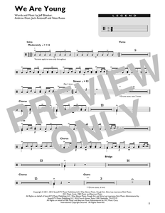 We Are Young (feat. Janelle Monae) - Fun - Full Drum Transcription / Drum Sheet Music - SheetMusicDirect DT
