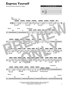 Express Yourself - Charles Wright & The Watts 103rd Street Rhythm Band - Full Drum Transcription / Drum Sheet Music - SheetMusicDirect DT
