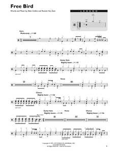 Free Bird - Lynyrd Skynyrd - Full Drum Transcription / Drum Sheet Music - SheetMusicDirect DT