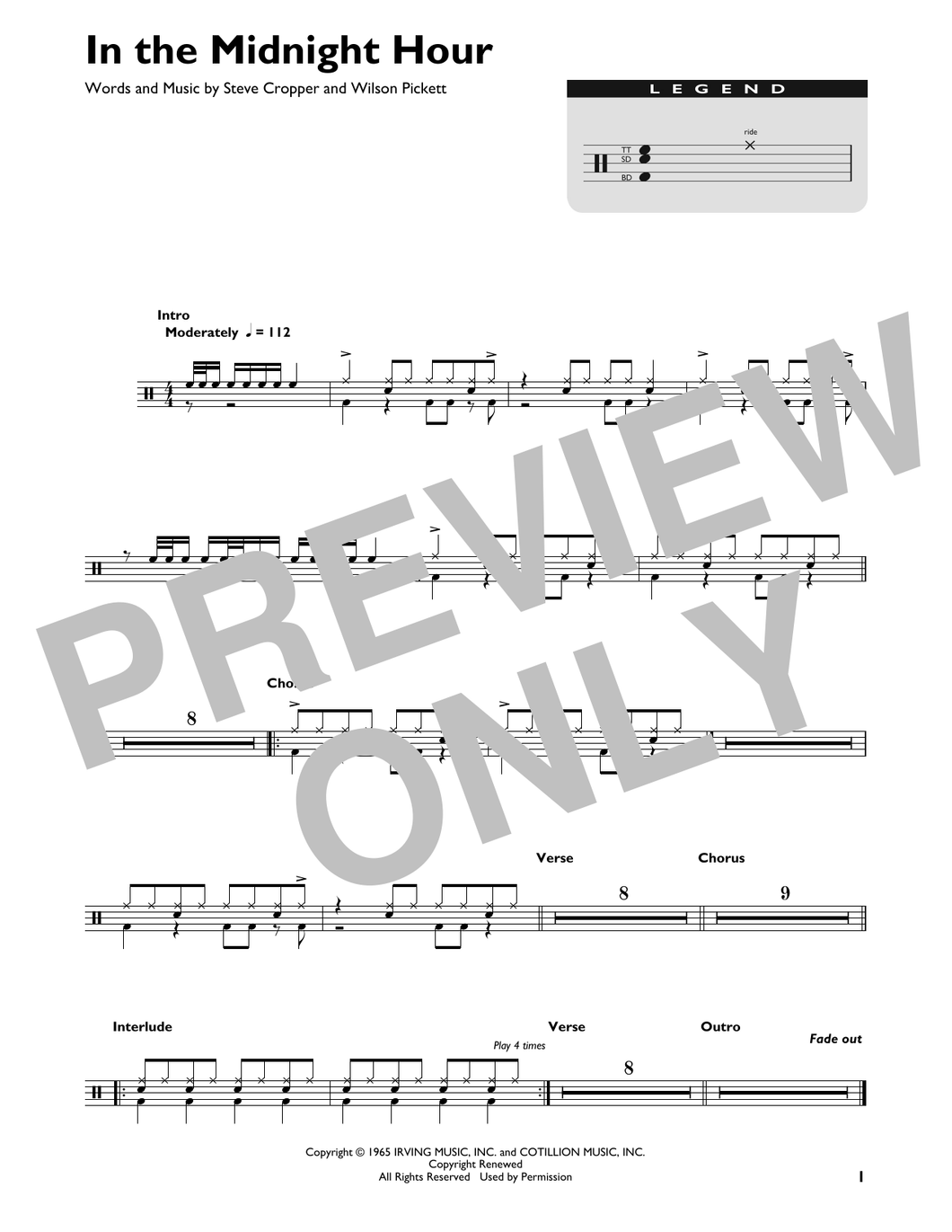 In the Midnight Hour - Wilson Pickett - Full Drum Transcription / Drum Sheet Music - SheetMusicDirect DT