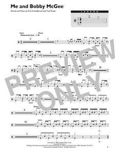 Me and Bobby McGee - Janis Joplin - Full Drum Transcription / Drum Sheet Music - SheetMusicDirect DT