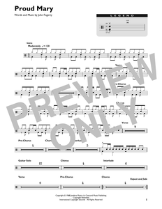 Proud Mary - Ike & Tina Turner - Full Drum Transcription / Drum Sheet Music - SheetMusicDirect DT